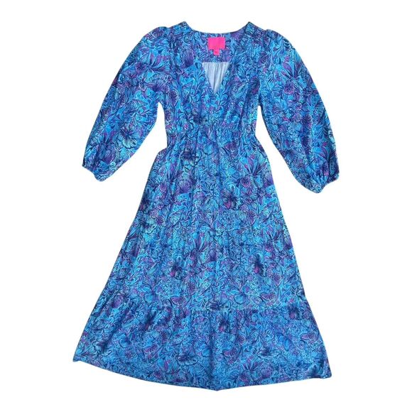 Lilly Pulitzer Beacon Maxi Dress Shells N Bells Print Size 4 Linen Blend NWT - Picture 8 of 8